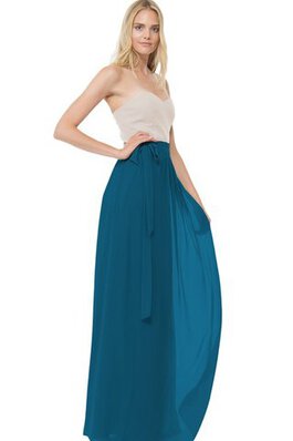 Robe demoiselle d'honneur longue avec nœud ceinture col en forme de cœur avec chiffon