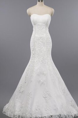 Robe de mariée longueru au niveau de sol manche nulle decoration en fleur de sirène en tulle