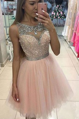 Robe de cocktail bref de princesse manche nulle a-ligne encolure ronde