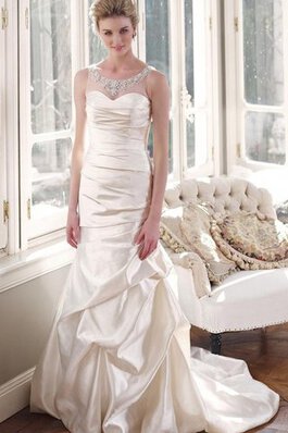 A-Line Ärmelloses Schaufel-Ausschnitt bodenlanges prächtiges Brautkleid