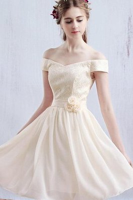 Abito Laurea con Manica Corte in Chiffon con Nastro Fuori dalla spalla Semplice A-Line