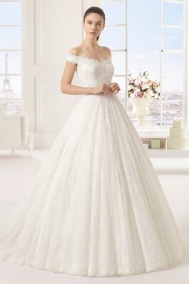 Robe de mariée officiel majestueux naturel ligne a en dentelle