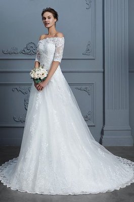 Robe de mariée d'epaule ajourée frappant en 1/2 manche balancement romantique