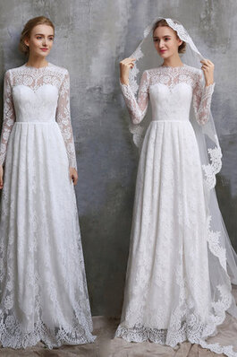 Wunderbar Exklusive Bodenlanges Brautkleid mit Knöpfen mit Langen Ärmeln