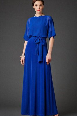 Robe de bal plissé a-ligne avec manche 1/2 col en bateau avec ruban