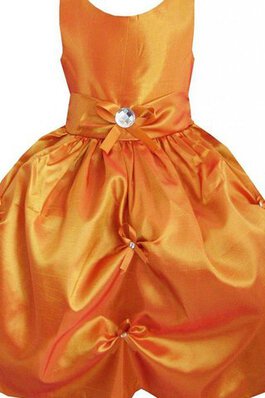 Ärmelloses A-Line Perlenbesetztes Blumenmädchenkleid mit Rüschen