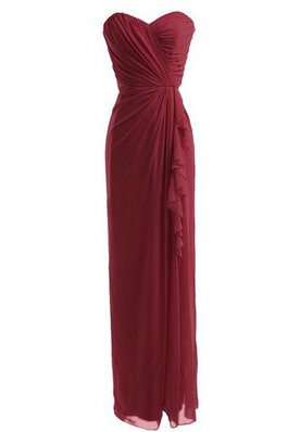 Chiffon drapiertes langes bodenlanges Brautjungfernkleid mit baskischer Taille ohne Träger