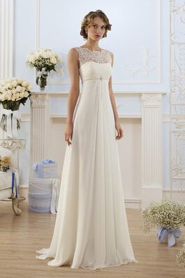 Robe de mariée romantique elégant avec lacets en chiffon longueur au ras du sol