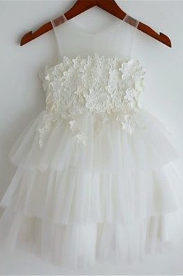 Abito da Cerimonia Bambini con Fiore in Tulle Senza Maniche in Pizzo Conotta