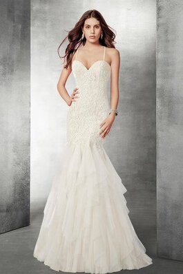 Robe de mariée sexy en tulle avec gradins de sirène de traîne mi-longue