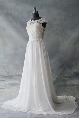 Gekerbter Ausschnitt Chiffon schlichtes luxus Brautkleid mit Knöpfen aus Spitze