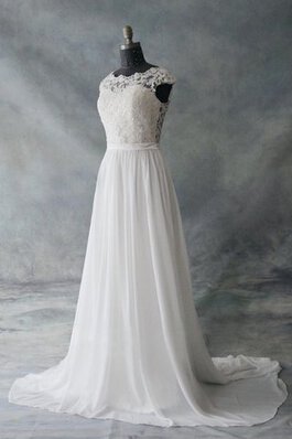 Robe de mariée plissage facile de col entaillé appliques de traîne moyenne