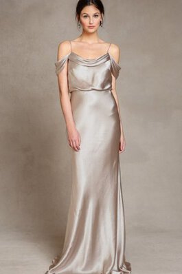 Satin Sweep Zug Spaghetti Träger a linie bezauberndes Brautjungfernkleid