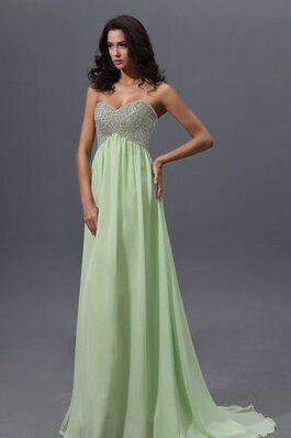 Vestido de Noche en Gasa de Imperio Cintura de Escote Corazón de con Lentejuelas