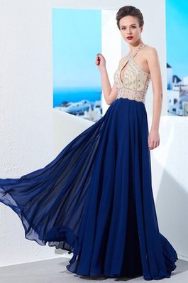 Robe de bal larges bretelles avec perle ligne a sans dos en chiffon