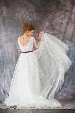 Robe de mariée en organza longueur au ras du sol ceinture en étoffe a-ligne avec ruban