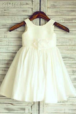 Robe de cortège enfant encolure ronde a-ligne de princesse avec chiffon avec zip