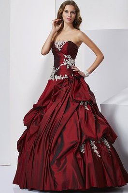 Abito Quinceanera Naturale A Terra Ball Gown in Taffeta con Perline