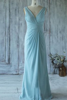 Chiffon Etui langes bodenlanges Brautjungfernkleid mit kreuz
