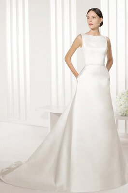 Robe de mariée simple naturel fermeutre eclair a-ligne avec sans manches