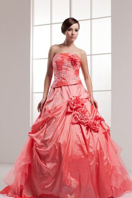 Perlenbesetztes Pick-Ups Duchesse-Linie Ärmelloses Quinceanera Kleid mit Applikation