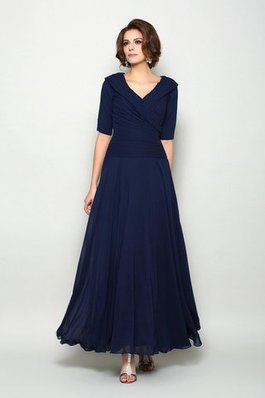 Robe mère de mariée longue naturel fermeutre eclair en 1/2 manche en chiffon