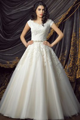 Abito da Sposa Vintage Ball Gown con Piega in pizzo Principessa con Fusciacca