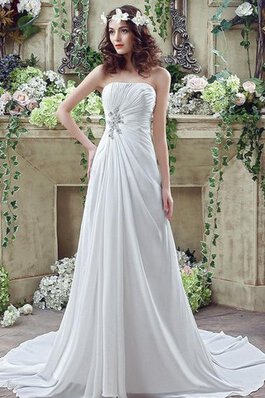 Outdoor keine Taille Perlenbesetztes drapiertes besonderes romantisches Brautkleid