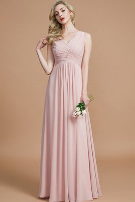 Robe demoiselle d'honneur manche nulle de princesse de col en v avec zip ligne a