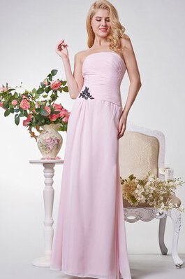 Abito da Damigella in Chiffon Lungo con Applique senza strap Semplice A Terra