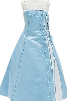 Vestido de Floristas en Tafetán de Sin mangas de Escote de Tirantes Espaguetis