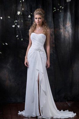 Moderno Vestido de Novia de Corte Recto de Escote Corazón de Largo de Sin mangas