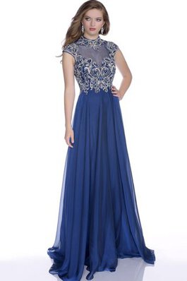Robe de bal simple jusqu'au sol avec broderie avec manche courte elevé