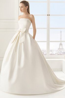 Abito da Sposa con Fiocco Naturale a Sala Allacciato Elegante Lungo