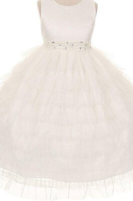 Robe de cortège enfant avec perle textile en tulle de tour de ceinture empire ligne a