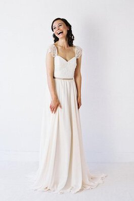 Robe de mariée plissage naturel de col en v a plage ligne a