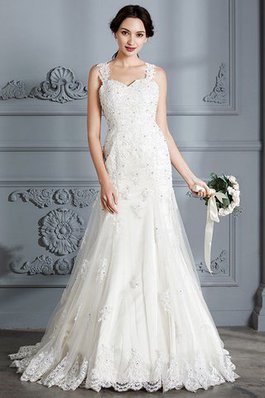 Robe de mariée naturel de traîne moyenne manche nulle de sirène au bord de la mer