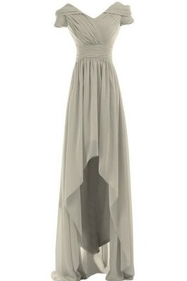 Empire V-Ausschnitt plissiertes Chiffon Rocklänge-asymmetrisches Brautjungfernkleid