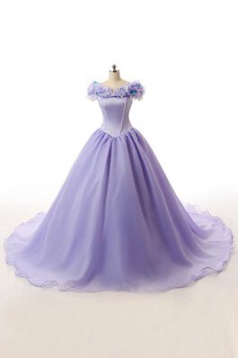 Satin Schlüsselloch Rücken langes Quinceanera Kleid mit Rüschen mit Bordüre