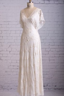 Robe de mariée luxueux brodé longueur à cheville avec bouton v encolure