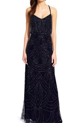Perlenbesetztes A-Line Chiffon bodenlanges Elegantes Brautjungfernkleid