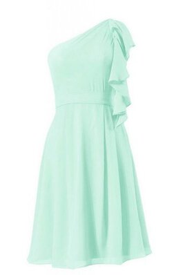 Robe demoiselle d'honneur chic naturel fermeutre eclair a-ligne d'épaule asymétrique