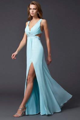 Robe de bal longue avec sans manches avec perle sans dos avec chiffon