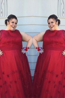 Empire Taille Prinzessin Schaufel-Ausschnitt Ballkleid in Großen Größe mit Applike