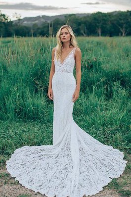 Robe de mariée simple romantique vintage manche nulle de sirène