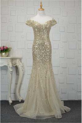 Robe de bal en tulle en satin rêveur brillant longue