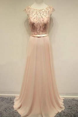 Robe de bal plissé eclaté naturel en chiffon avec perle