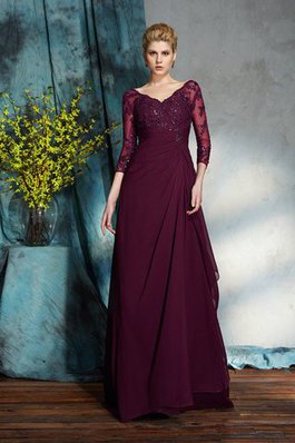 Dreiviertel Länge Ärmeln A Linie Chiffon Bodenlanges Anständiges Brautmutterkleid