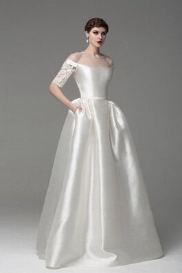 Halbe Ärmeln extravagantes bodenlanges Brautkleid mit Schmetterlingsknoten mit Schleife