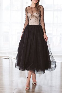 Robe de soirée textile en tulle frappant jusqu'au mollet naturel courte